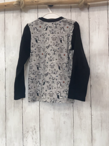 Babauba Langarmshirt Gr. 104  grau Monster schwarze Ärmel