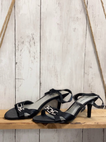 neu Laura Lenti  Sandaletten  Gr. 38  schwarz mit silber Steinen NP 39,95 € 