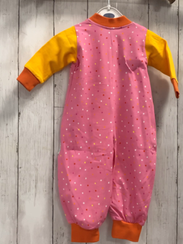 neu Babauba  Schlafanzug  Gr. 62  rosa bunte Punkte + gelbe Ärmel orange Bund 
