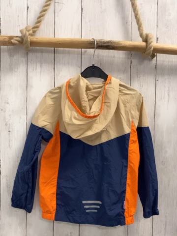 Trollkids  dünne Übergangsjacke Gr. 110  blau beige orange Kapuze orange Reißverschluss 