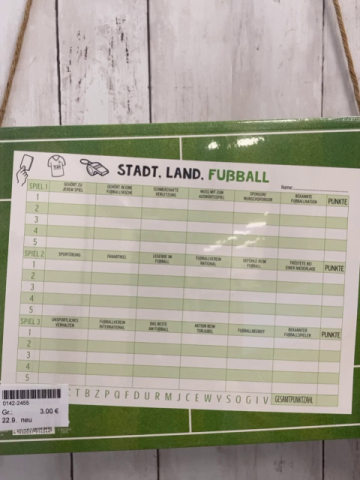 neu Kreativspiel  Stadt, Land, Fußball 