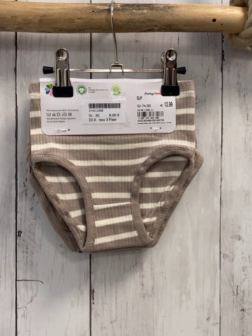 neu 3 Paar U-Hosen Gr. 80  beige weiß Streifen + beige + beige Bäume