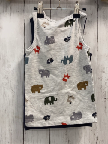 neu 2 Paar U-Hemden Gr. 86  grau + grau bunte Tiere