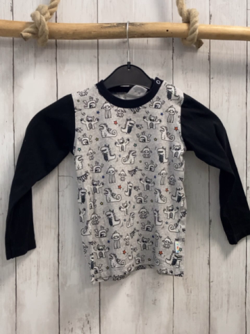 Babauba  Langarmshirt Gr. 104  grau Monster schwarze Ärmel