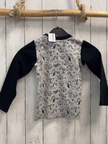 Babauba  Langarmshirt Gr. 104  grau Monster schwarze Ärmel