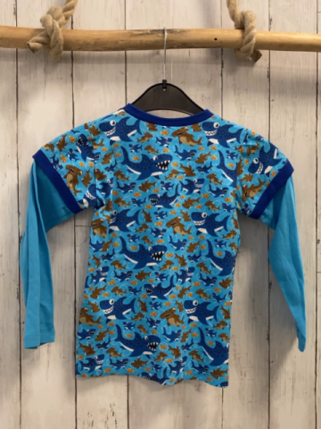 Babauba  Langarmshirt Gr. 110  blau Haie dunkelblauer Bund