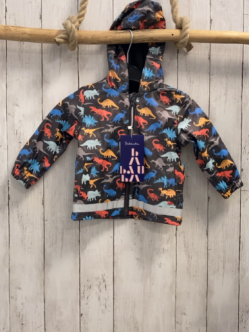 neu Babauba Regenjacke Gr. 74  schwarz bunte Dinos gummiert
