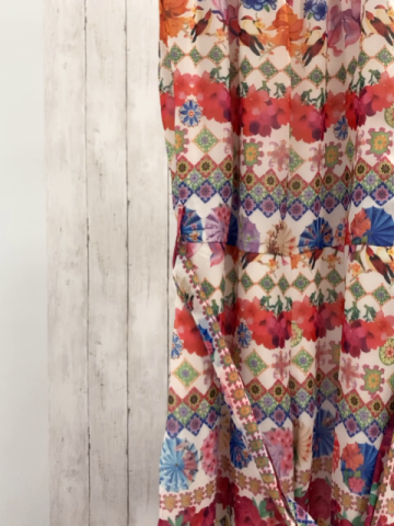 Desigual  Jumpsuit  Gr. 146/152  weiß rot bunt Blumen Rauten gesmoktes Oberteil 