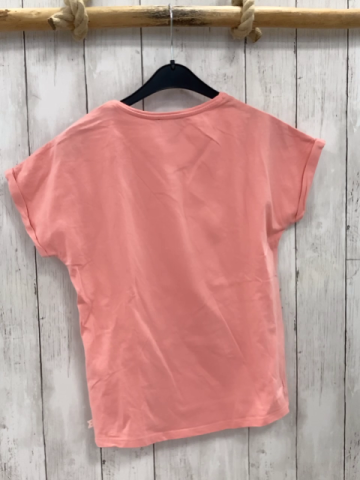 Okaidi  T-Shirt  Gr. 158  koralle altrosa Pailettenherz weiße Schrift 