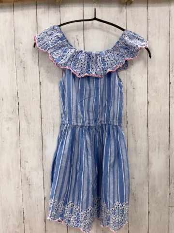 Manguun  Kleid  Gr. 146/152  hellblau blau weiße Streifen großer Kragen mit Lochstickerei 