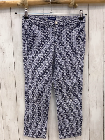 Okaidi  Hose  Gr. 152  weiß blau hellblauer Druck 3/4 lang 