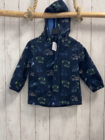   Softshelljacke  Gr. 92  blau Baufahrzeuge hellblaues Fleecefutter 
