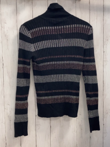 S´ Oliver  Pullover  Gr. 158/164  schwarz silber altrosa Streifen mit Glitzer + Rippen + Rolli 