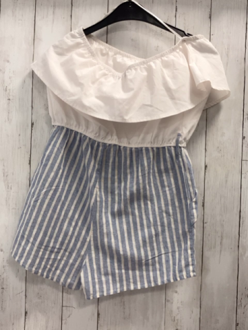 neu Colosseum  Playsuit  Gr. 152  weißes Oberteil mit Rüschenkragen + hellblau weiße Streifen 