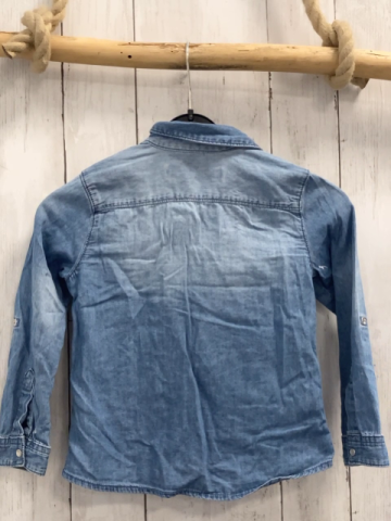   Bluse  Gr. 116  blau Jeans Pailettenherzen 