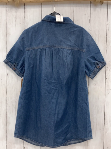 neu  Sommerbluse  Gr. 158  blau Jeans Rüschen 
