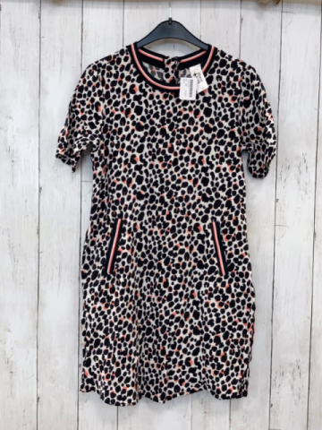   Kleid  Gr. 152  weiß schwarz lachs Strick Streifenbund mit silber Glizer 
