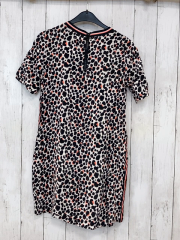   Kleid  Gr. 152  weiß schwarz lachs Strick Streifenbund mit silber Glizer 