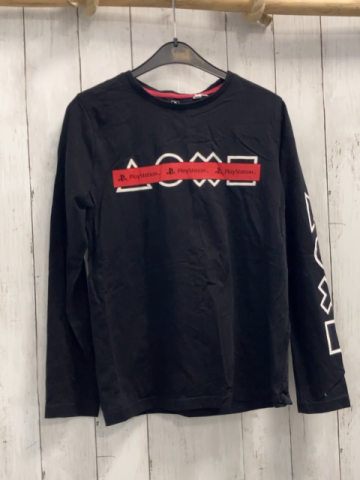 Playstation Langarmshirt Gr. 146  schwarz weiße Symbole roter Balken