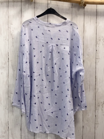 Romeo & Giulia Bluse Gr. S/M weiß hellblaue Streifen Schmetterlinge