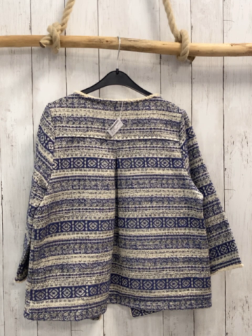 Giulia  Jacke Gr. S/M blau beige Muster Glitzerfäden