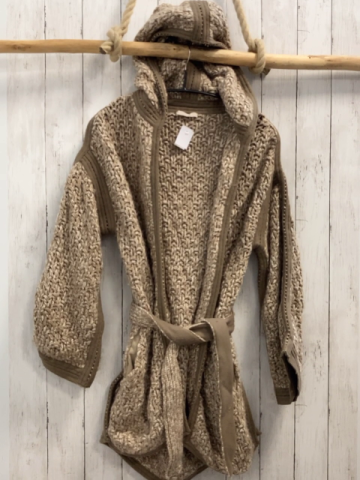 Stefanel Strickmantel Gr. XS beige grau 45 % Wolle 25 % Alpaka