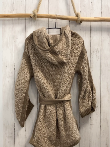 Stefanel Strickmantel Gr. XS beige grau 45 % Wolle 25 % Alpaka