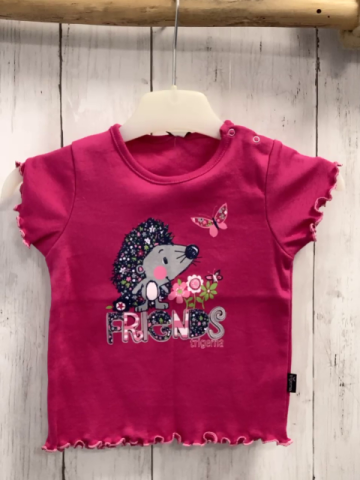 Trigema  T-Shirt  Gr. 68  pink Igel Schrift Blume 