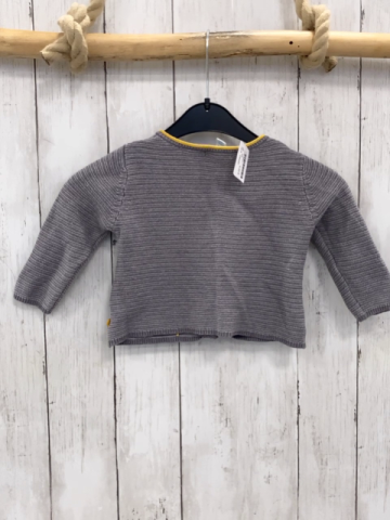 Obaibi  Strickjacke  Gr. 68  grau hellgraue Streifen gelber Bund 