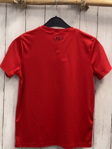 Under Armour  Sportshirt  Gr. 146/152  rot Label mit schwarzen + grauen Streifen 