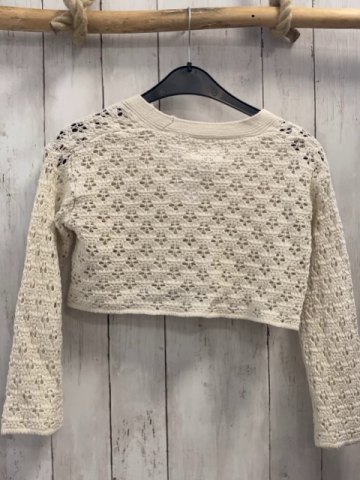 zara Strickjacke Gr. 128  weiß Lochmuster
