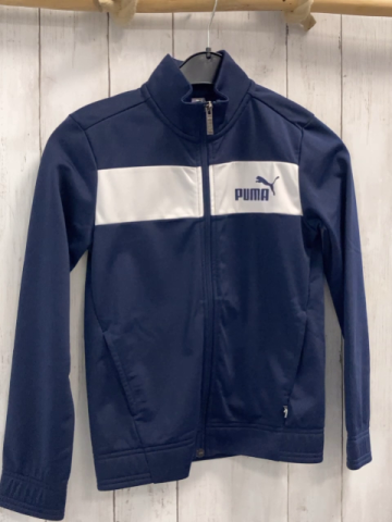 Puma  Joggingjacke  Gr. 140  blau weißer Balken mit Schrift 