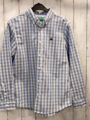 Benetton  Hemd  Gr. 146/152  weiß blau grau kariert 