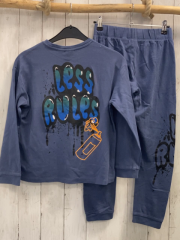 2tlg Zara  Schlafanzug  Gr. 140  blau Schrift 