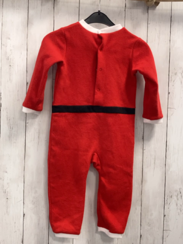 H&M  Overall Gr. 86/92  rot Fleece schwarzer Gürtel weißer Bund "Weihnachtsmann"