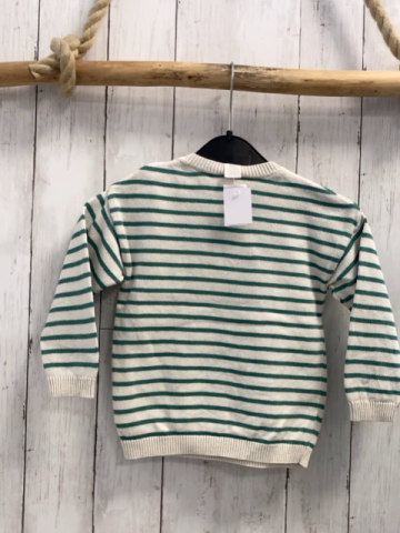 H&M  Pullover  Gr. 92  creme grüne Streifen Strick Bär 
