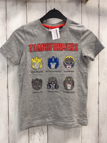   T-Shirt  Gr. 122/128  grau Köpfe Transformers 