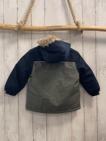   Winterjacke  Gr. 86  blau hellgrün grau Kapuze mit beige Fellbund 