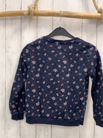   Pullover  Gr. 134  blau Blumen weiße Punkte