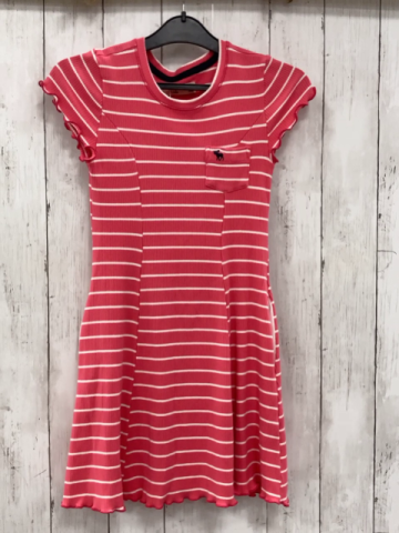 Abercrombie Kleid Gr. 158  pink weiße Streifen gerippt