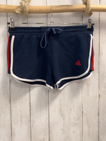 Adidas  Shorts  Gr. 152  blau weißer Saum + rot weiße Seitenstreifen