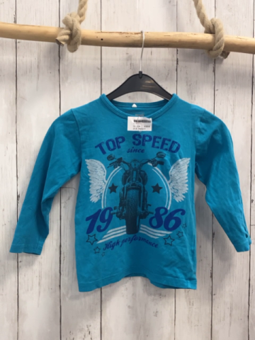 Name it  Langarmshirt Gr. 104  türkis schwarzes Mofa graue Flügel Schrift