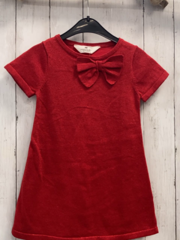 H&M Kleid Gr. 98  rot Glitzer Strick