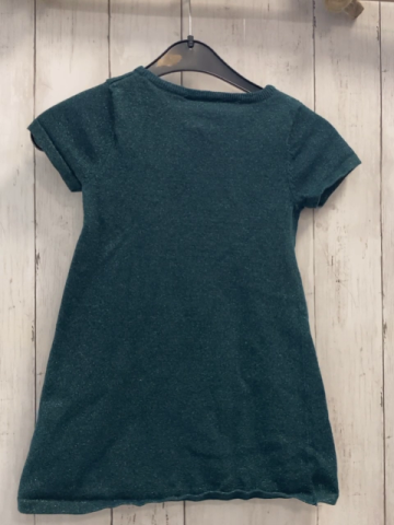 H&M Kleid Gr. 98  dunkelgrün Strick Glitzer