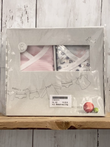 Boboli neu 2 teiliges Bodyset Gr. 62  weiß rosa gestreift + weiß blaue Anker rosa Herzen kurzarm