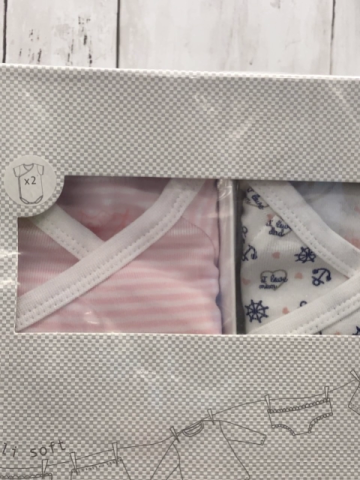 Boboli neu 2 teiliges Bodyset Gr. 62  weiß rosa gestreift + weiß blaue Anker rosa Herzen kurzarm