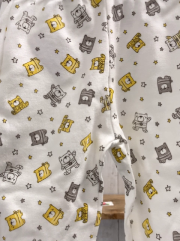 neu 4 teiliges Boboli Baby Geschenkset Gr. 68  Langarmshirt + Leggings + Mütze + Schnullerkette weiß grau gelbe Bären