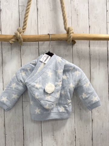 Boboli neu Strickjacke Gr. 68  hellblau weiße Sterne warm gefüttert