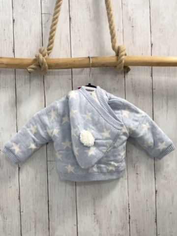 Boboli neu Strickjacke Gr. 62  hellblau weiße Sterne warm gefüttert