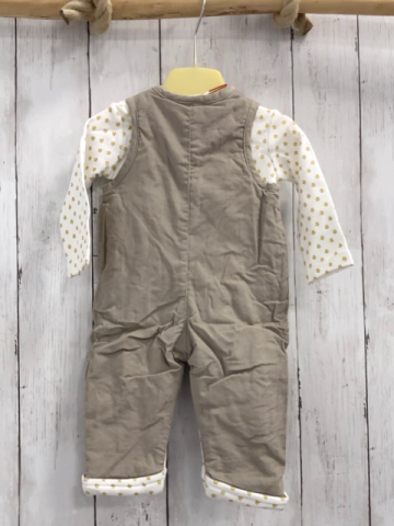 Boboli neu 2tlg Langarmshirt + Latzhose Gr. 68  weiß gelbe Sterne + beige Kord gefüttert